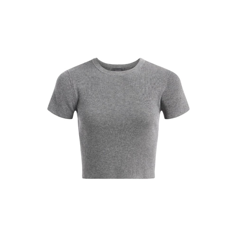 Nuuds Ribbed Charcoal Sweater Baby Tee Size Large